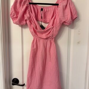 Cute Pink Puff Sleeve Dress